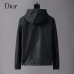 Dior 秋冬フード付きブラックスリムコート