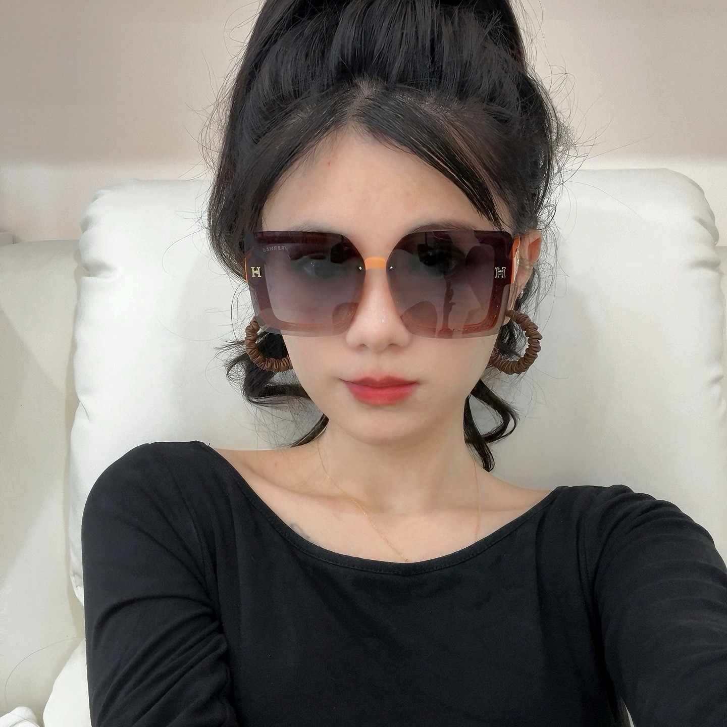 HERMES エルメス H8998 サングラス 2025年開春新作 ブラウンのグラデーション オレンジノーズパッド