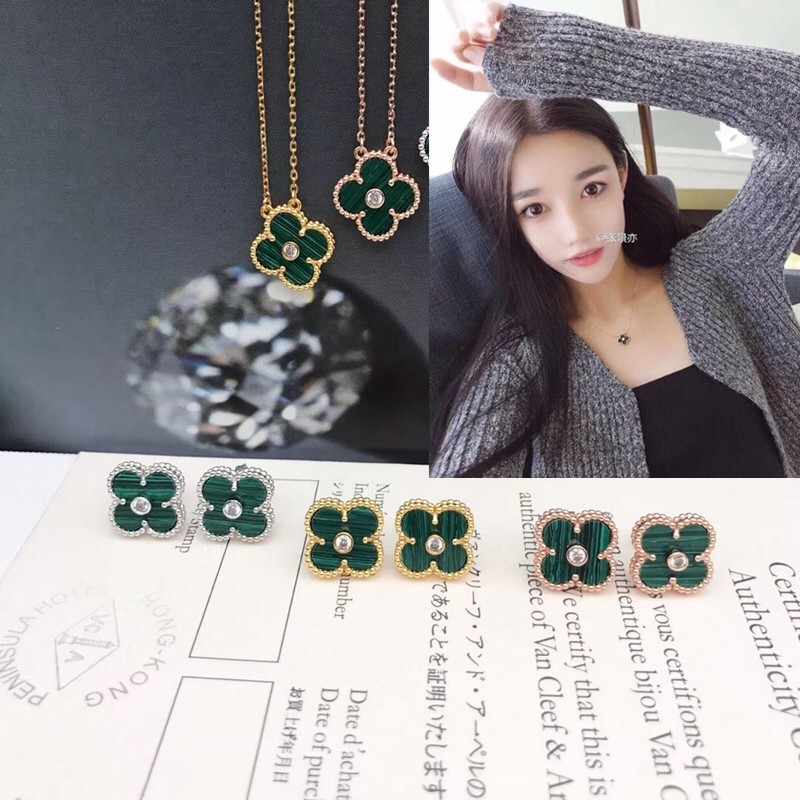 VAN CLEEF & ARPELS ヴァン クリーフ & アーペル 四葉草 単鑽 ネックレス ピアス