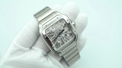 Y2meta.app-Cartier WHSA0015 Santos De Cartier Skeleton 39.8 mm Complete Set 2021-(720p60)[00_00_00--00_00_20].gif