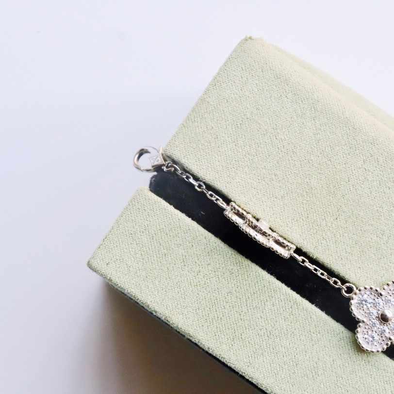 Van Cleef & Arpels ヴァン クリーフ&アーペル 四叶草五花手链 满钻镶钻石 纯银镀18k玫瑰金/白金