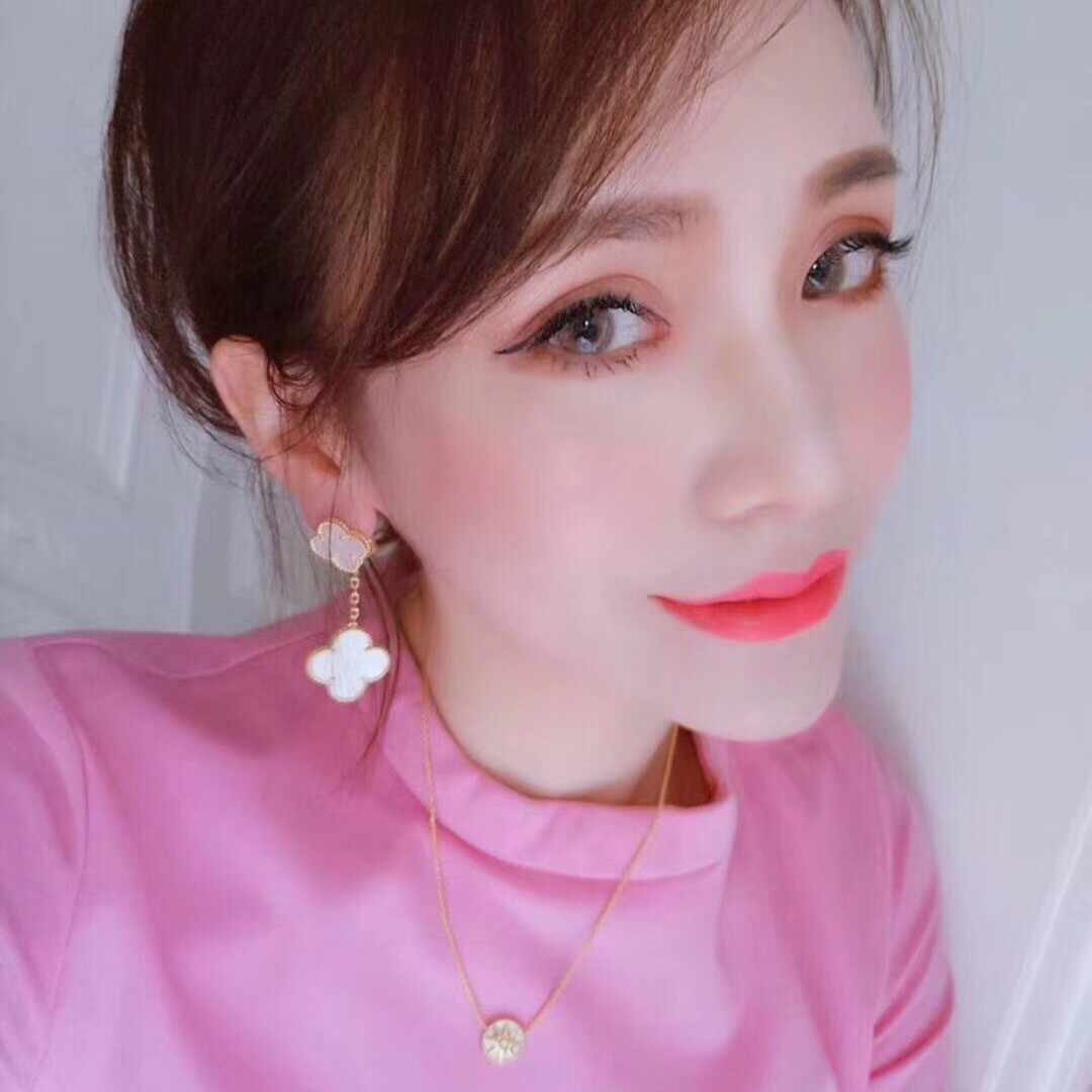 Van Cleef & Arpels ヴァン クリーフ&アーペル ダブルアルハンブラ ピアス 天然白貝母 ローズゴールド