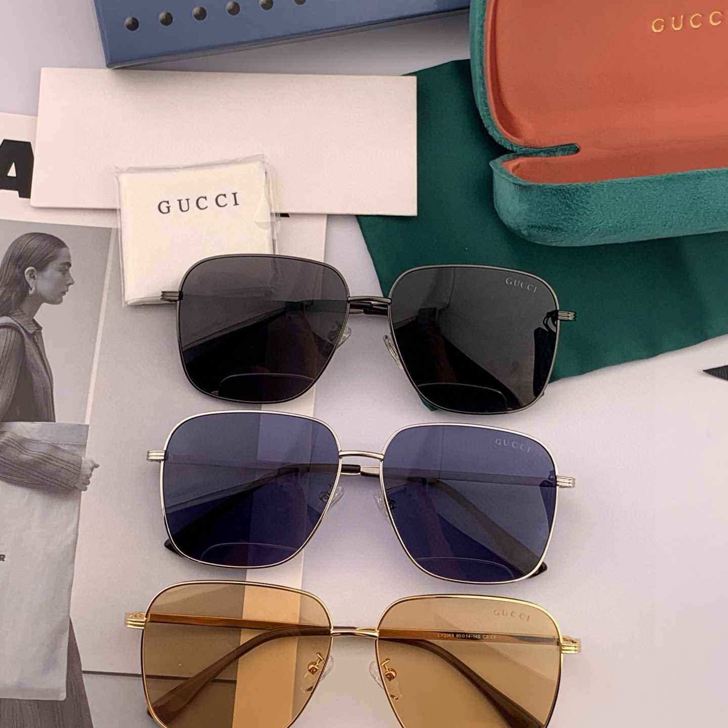 GUCCI グッチ 偏光サングラス G9236 メタルフレーム ブラウン