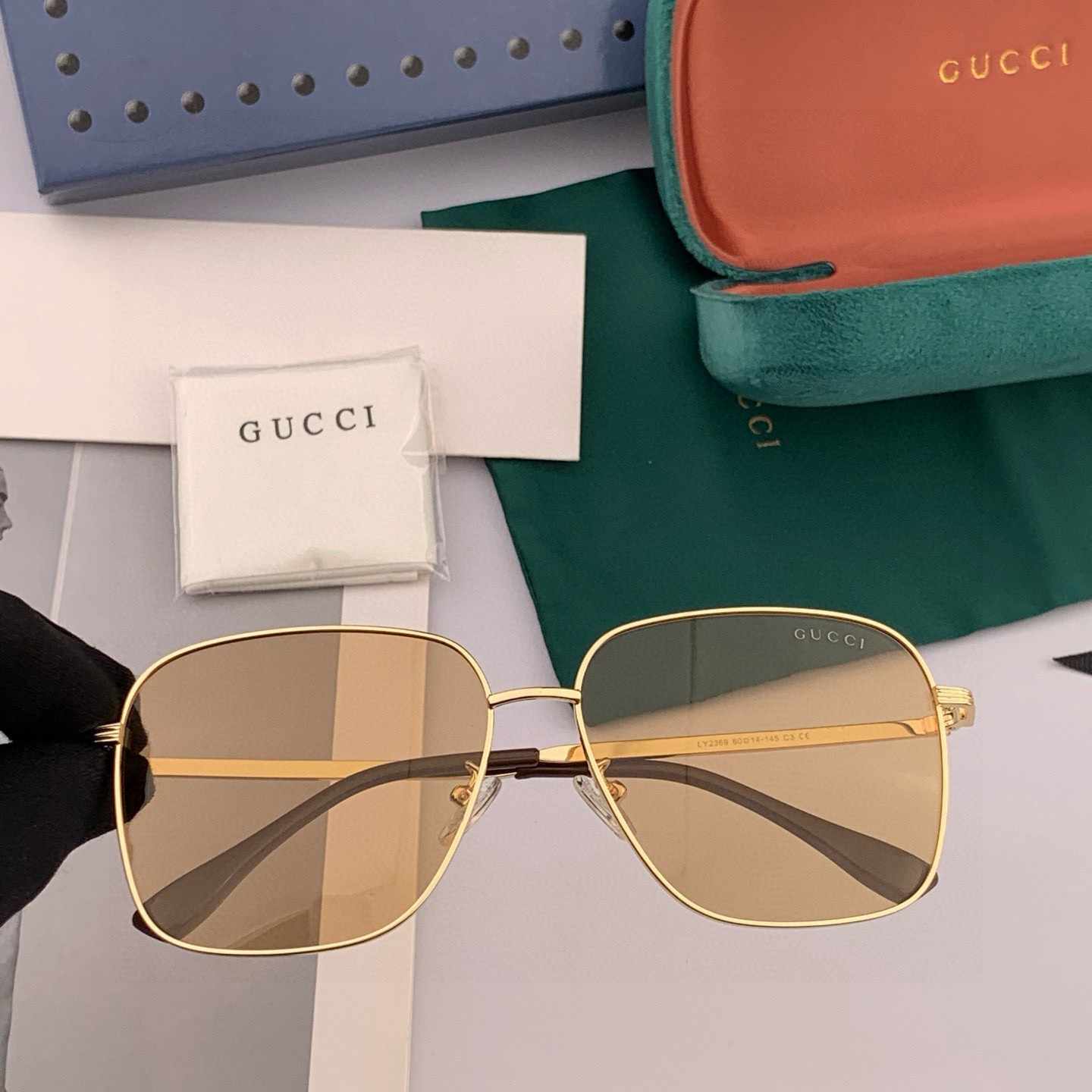 GUCCI グッチ 偏光サングラス G9236 メタルフレーム ブラウン